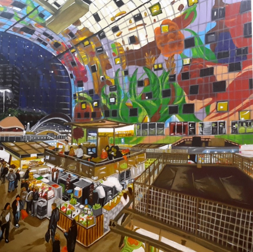 Inside Modern Market  Rotterdam Painting (available)